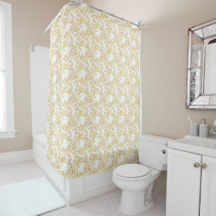 Rideaux De Douche Or Blanc Matin Fleur de gloire