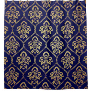 Rideaux De Douche Or & bleu : Damas de luxe