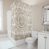 Rideaux De Douche Or de pastel de Sri Yantra/Sri Chakra (En situation)