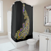 Rideaux De Douche Or et paon pourpre miroitant brillamment (En situation)