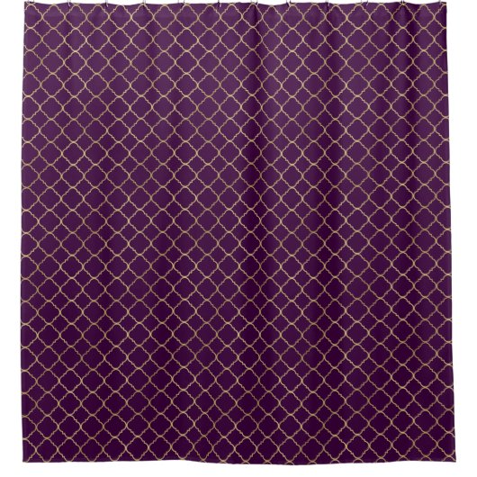 Rideaux De Douche Or et Quatrefoil chic pourpre (Devant)