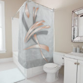 Rideaux De Douche Or Gris Et Rose | Art Abstrait (En situation)