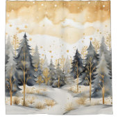 Rideaux De Douche Or lunaire et gris hiver dans les bois (Devant)