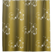 Rideaux De Douche Or métallique, Fils blancs Noël (Devant)