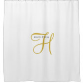 Rideaux De Douche Or Monogramme Noir Blanc (Devant)