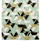 Rideaux De Douche Or Noir Blanc Boho Glam Motif Triangles Doré (Devant)