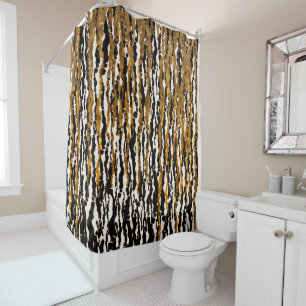 Rideaux De Douche Or & Noir Moderne Safari Pluie Jungle Glam