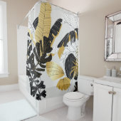 Rideaux De Douche Or, plantes tropicaux noirs : luxe. (En situation)