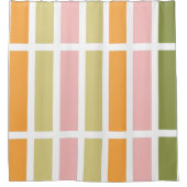 Rideaux De Douche Or rose orange et rayures vertes (Devant)
