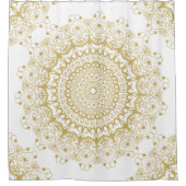 Rideaux De Douche Or sur le motif mandarin blanc orné (Devant)