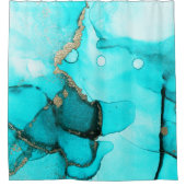 Rideaux De Douche Or Turquoise Abstrait contemporain (Devant)