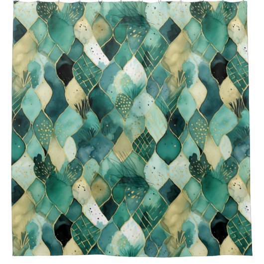 Rideaux De Douche Or vert Abstrait (Devant)