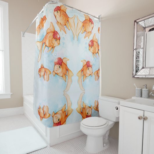 Rideaux De Douche Oranda Goldfish (En situation)