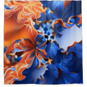 Rideaux De Douche Orange and Blue Floral Fractal (Devant)