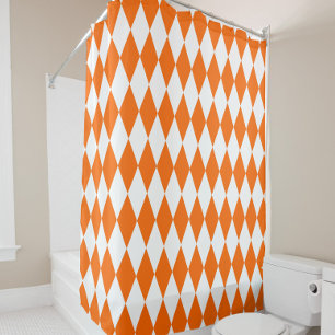 Rideaux De Douche Orange blanc Arlequin Diamants Checkers Design
