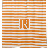 Rideaux De Douche Orange Blanc Gris Monogramme Initiales mignonnes (Devant)