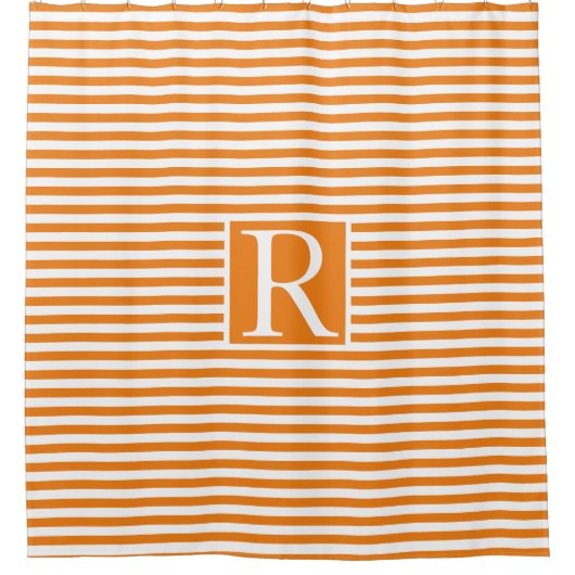 Rideaux De Douche Orange Blanc Gris Monogramme Initiales mignonnes (Devant)