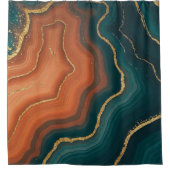 Rideaux De Douche Orange Bleu et Géode Or (Devant)