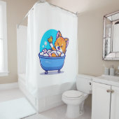 Rideaux De Douche Orange chat prendre bain drôle mignon (En situation)