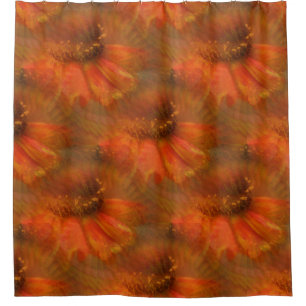 Rideaux De Douche Orange Daisy Flower Nature Motif