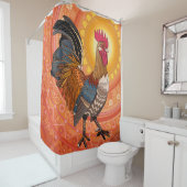 Rideaux De Douche orange de coq (En situation)