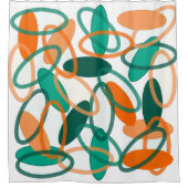 Rideaux De Douche Orange et Ovales Turquoises (Devant)