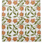 RIDEAUX DE DOUCHE ORANGE FLEURS (Devant)