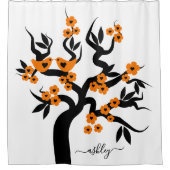 Rideaux De Douche Orange fleurs Inséparables sakura cerisier (Devant)