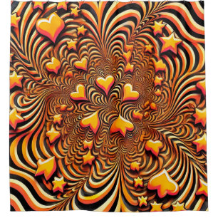 Rideaux De Douche Orange Heart Design