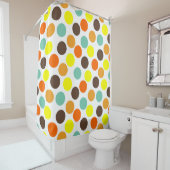 Rideaux De Douche Orange, Jaune, Brown, Points Bleus (En situation)