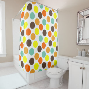 Rideaux De Douche Orange, Jaune, Brown, Points Bleus
