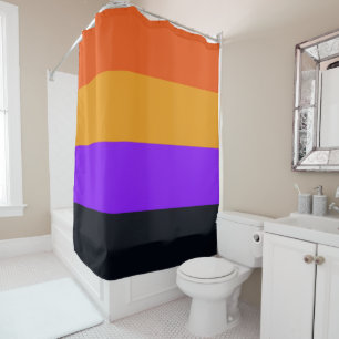 Rideaux De Douche Orange, Jaune, Violet et Grandes Noires
