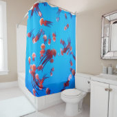 RIDEAUX DE DOUCHE ORANGE JELLY FISH (En situation)