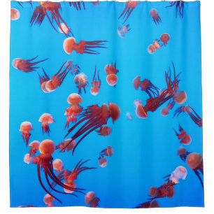 RIDEAUX DE DOUCHE ORANGE JELLY FISH