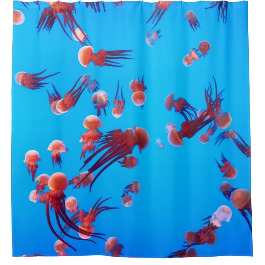RIDEAUX DE DOUCHE ORANGE JELLY FISH (Devant)