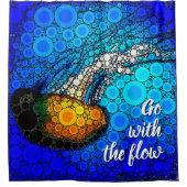 Rideaux De Douche Orange Jellyfish Turquoise Ocean Aller avec le flu (Devant)