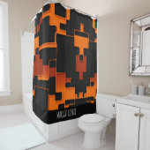 Rideaux De Douche Orange labyrinthe créatif carrés Abstrait Motif (En situation)
