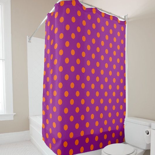Rideaux De Douche Orange On Purple Pois Design Motif