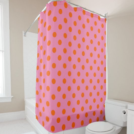 Rideaux De Douche Orange On Rose Pois Design Motif