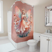 Rideaux De Douche Orange Rouge Floral Fée Princesse Filles (En situation)