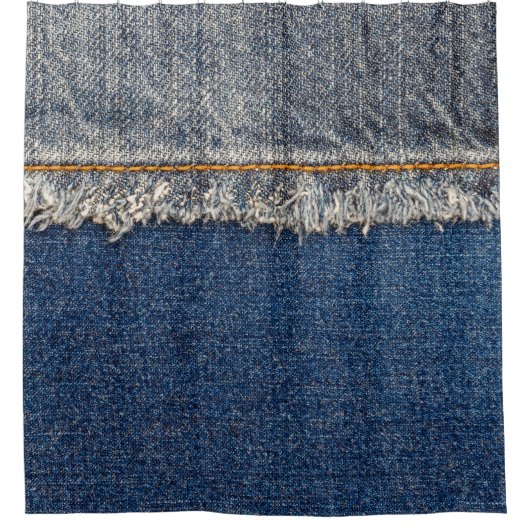 Rideaux De Douche Orange Stitch, Double Denim Patch. (Devant)
