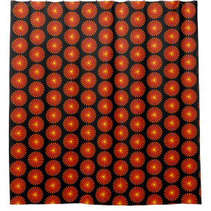 Rideaux De Douche Orange Sunburst Beach House Fractal Art Motif