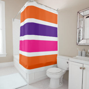 Rideaux De Douche Orange, violet et roses chaudes
