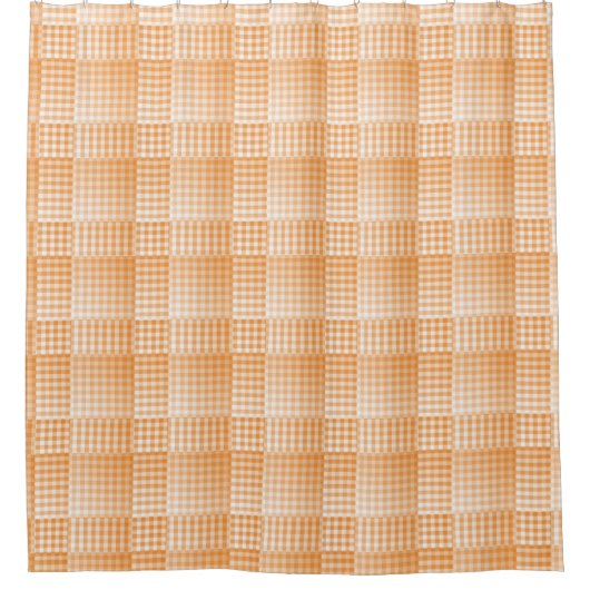 Rideaux De Douche Orange White Checker Abstract Pattern (Devant)