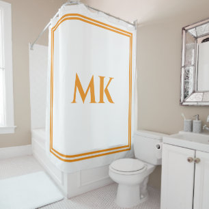 Rideaux De Douche Orange Yellow White Monogrammes Nom Décor élégant