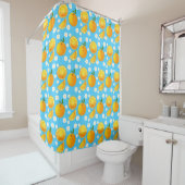 Rideaux De Douche Oranges mignonnes et fleurs blanches (En situation)