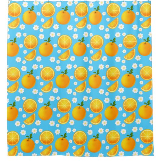 Rideaux De Douche Oranges mignonnes et fleurs blanches (Devant)