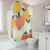 Rideaux De Douche Oranges Motif : Conception Vibrante sans fil. (En situation)