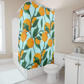 Rideaux De Douche oranges sur branches de feuilles sans soudure moti (En situation)