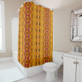 Rideaux De Douche Orangey Ikat (En situation)